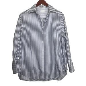 Scanlan Theodore Blue Striped oversized Long Sleeve Button-Up Top Shirt sz 6